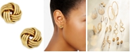 Italian Gold Love Knot Polished & Textured Stud Earrings in 14k Gold 